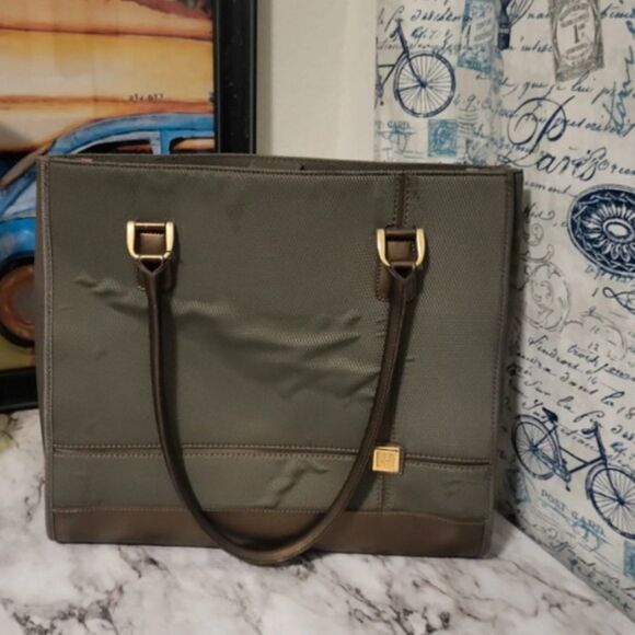 DVF Diane Von Furstenberg Tote Bag Olive Green and Brown - Picture 14 of 14